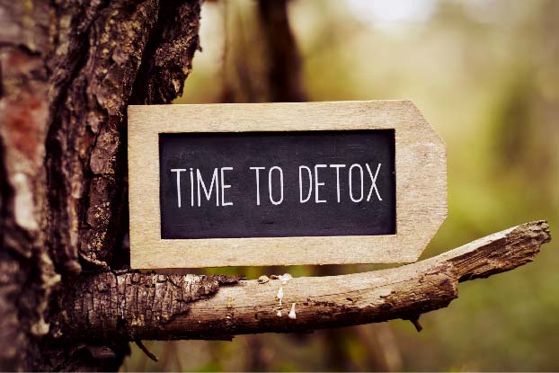 Time To Detox Chalk Sign on Tree